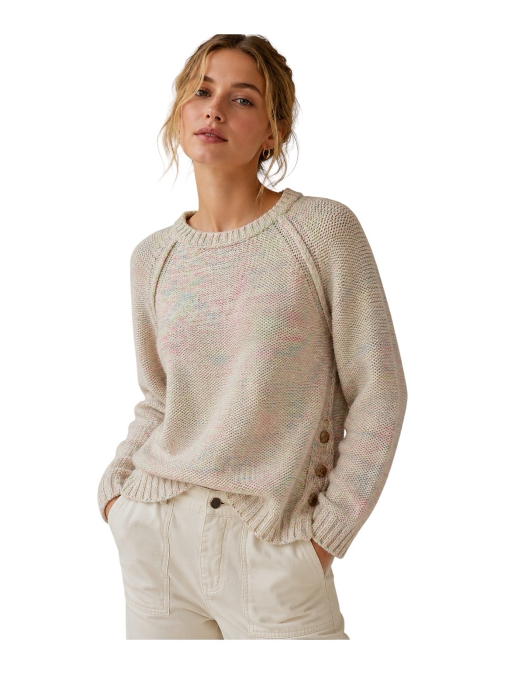 Anthropologie Moth Pastel Speckled Knit Sweater Size S Colorful Spring Summer
